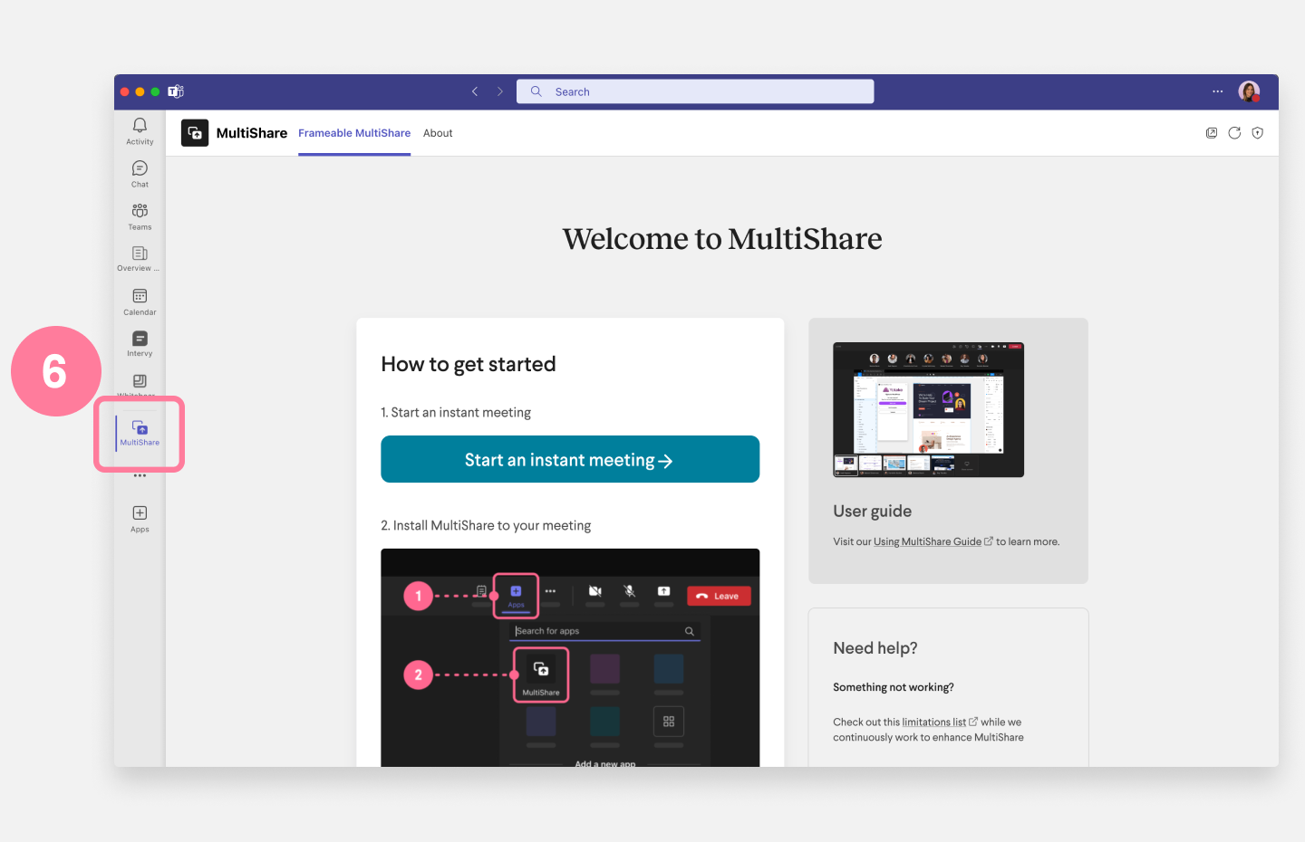 Multishare tab page